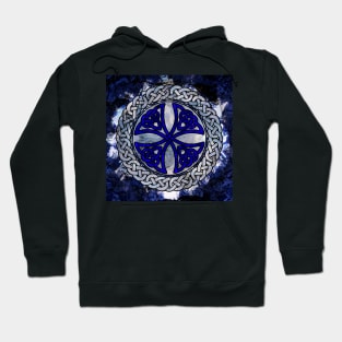 Blue Celtic Shield Knot on Marble Hoodie